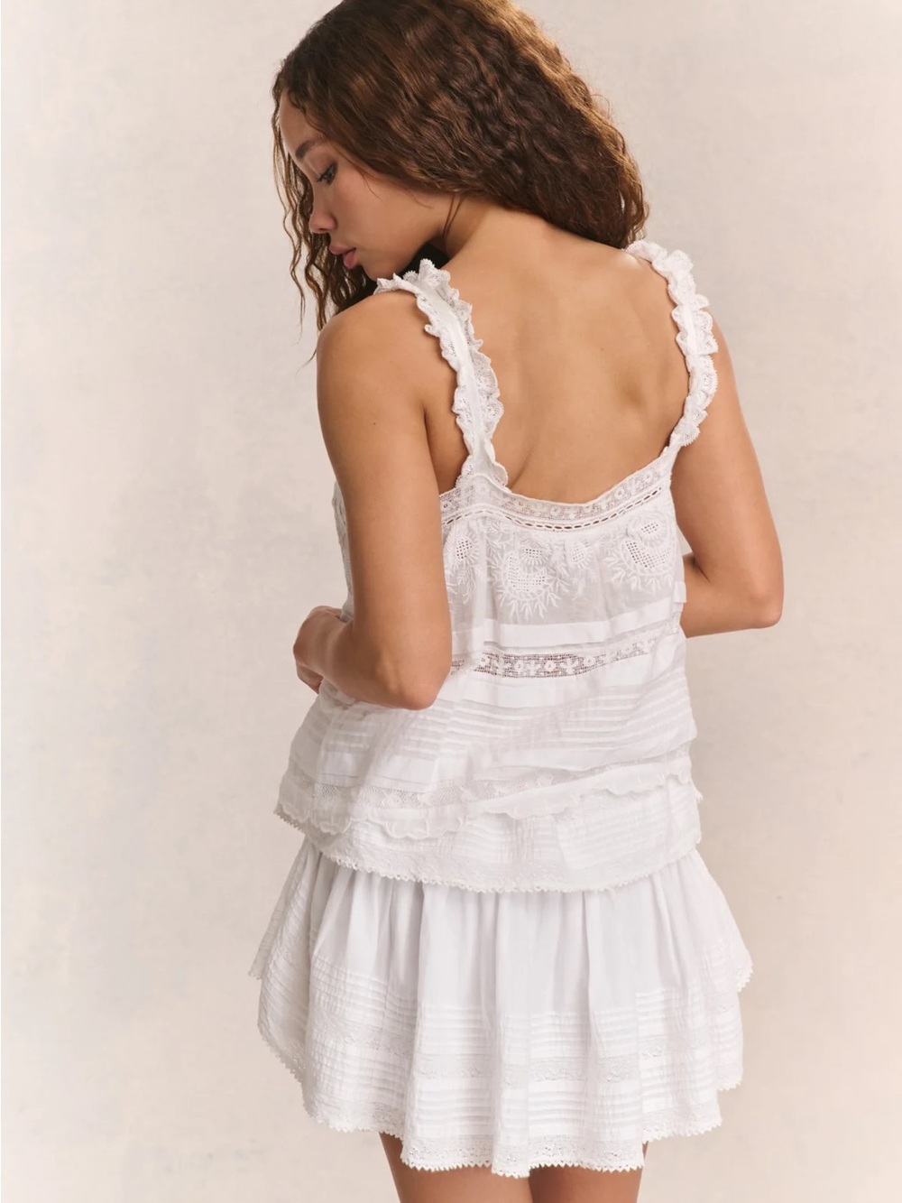 LoveShackFancy White Ruffle Mini Skirt - Picture 3 of 3